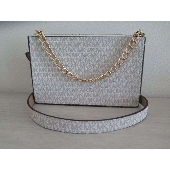 Michael Kors 554131C Sz Large Vanilla Sig. MK Logo PU Leather Waist Belt Bag - Picture 3 of 10